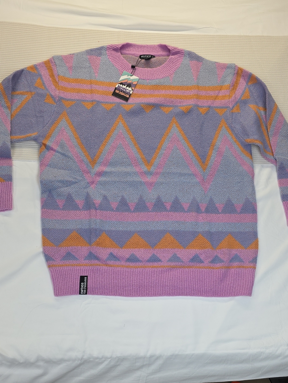 Notice The Reckless Pastel Geometric Crewneck Sweater  Medium
